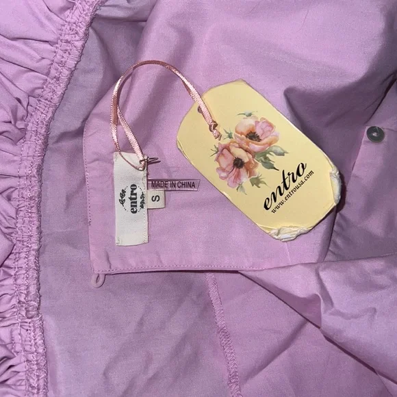NWT ENTRO | Pink Cropped Blouse with Ruffle Detail - Picture 6 of 9